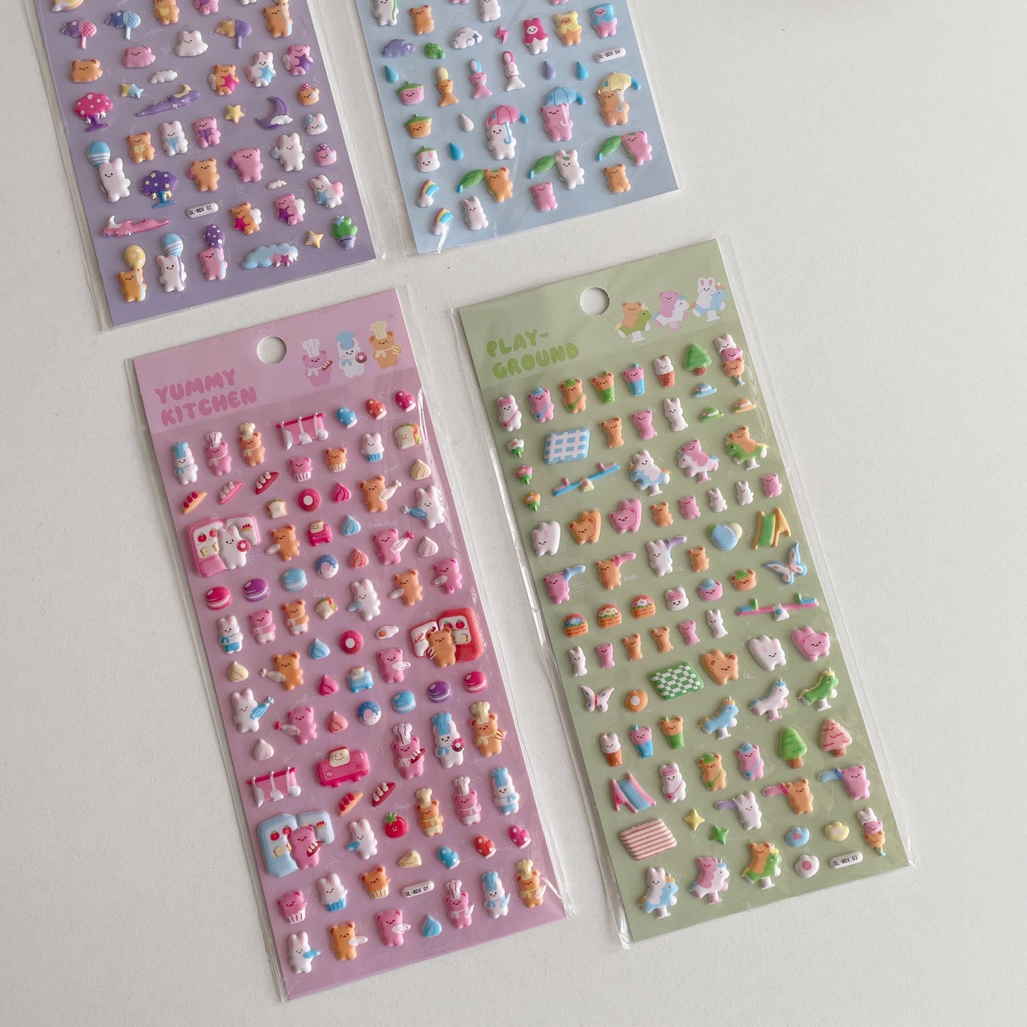 Kawaii Bunny & Bear Puffy Stickers