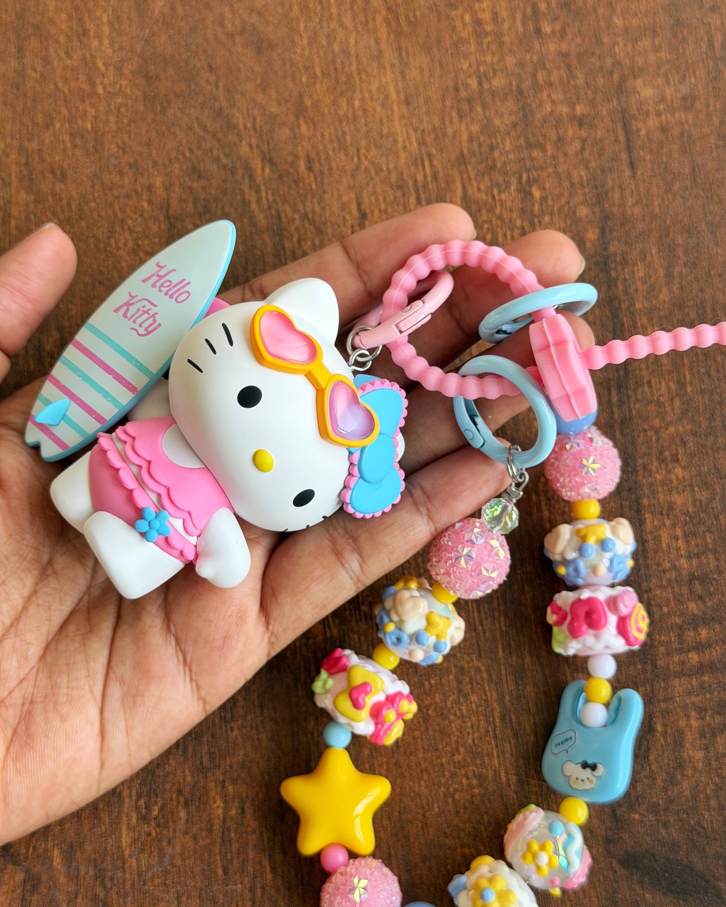 [RARE] Pop Mart Sanrio Hello Kitty South Island Surfing Charm Handmade Key/Phone Chain - Official Charm