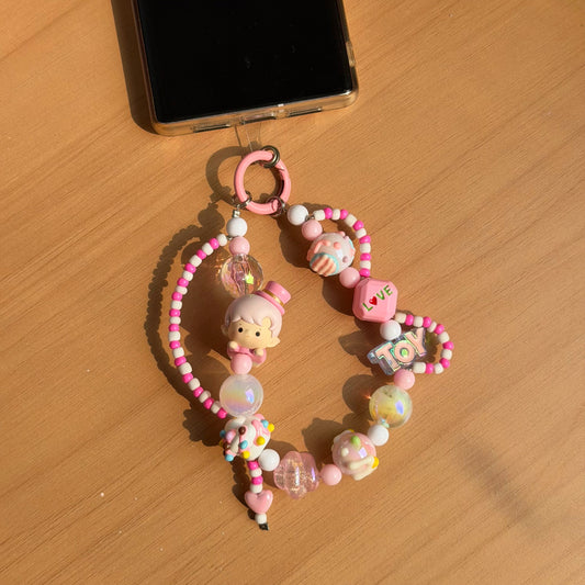 POP MART x HACIPUPU Pop Bean Sakura Lying Handmade Charm Key/Phone Chain - Official Charm