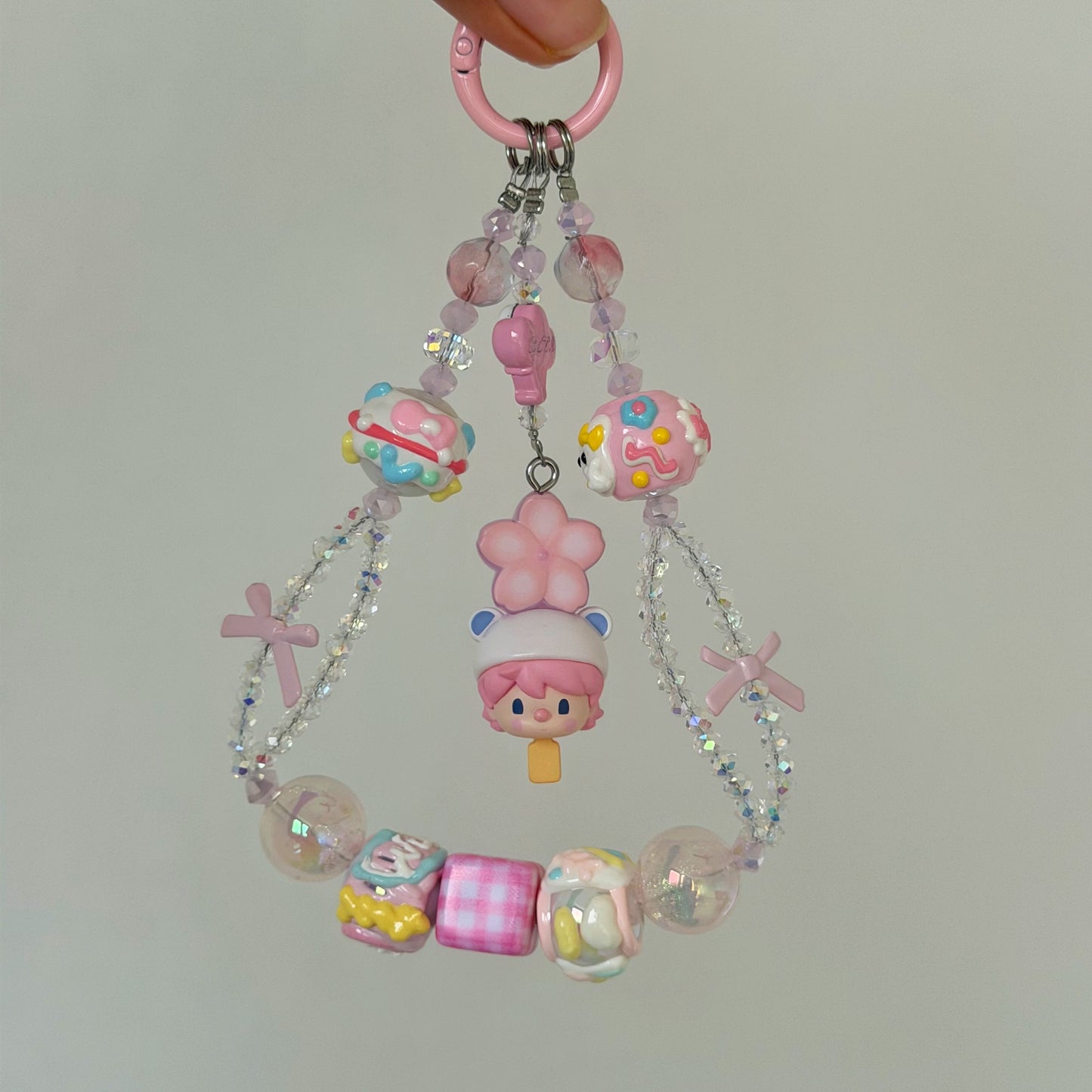 Popmart Sakura Cherry Blossom Mochi Beans - Little Sweet Bean - Handmade Charm Key/Phone Chain - Official