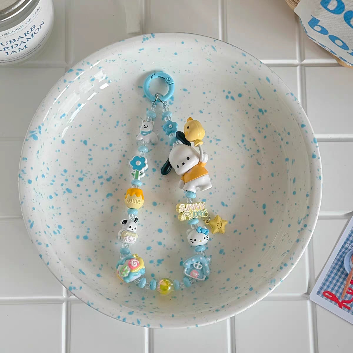 Handmade Pochacco Luxe Phone Charm (with Genuine Sanrio Bean Figure) - Preorder