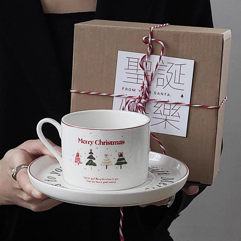 Merry Christmas Ceramic Cup & Saucer