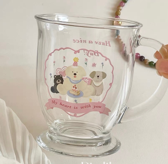 Cute Puppy Illustration Glass Mug