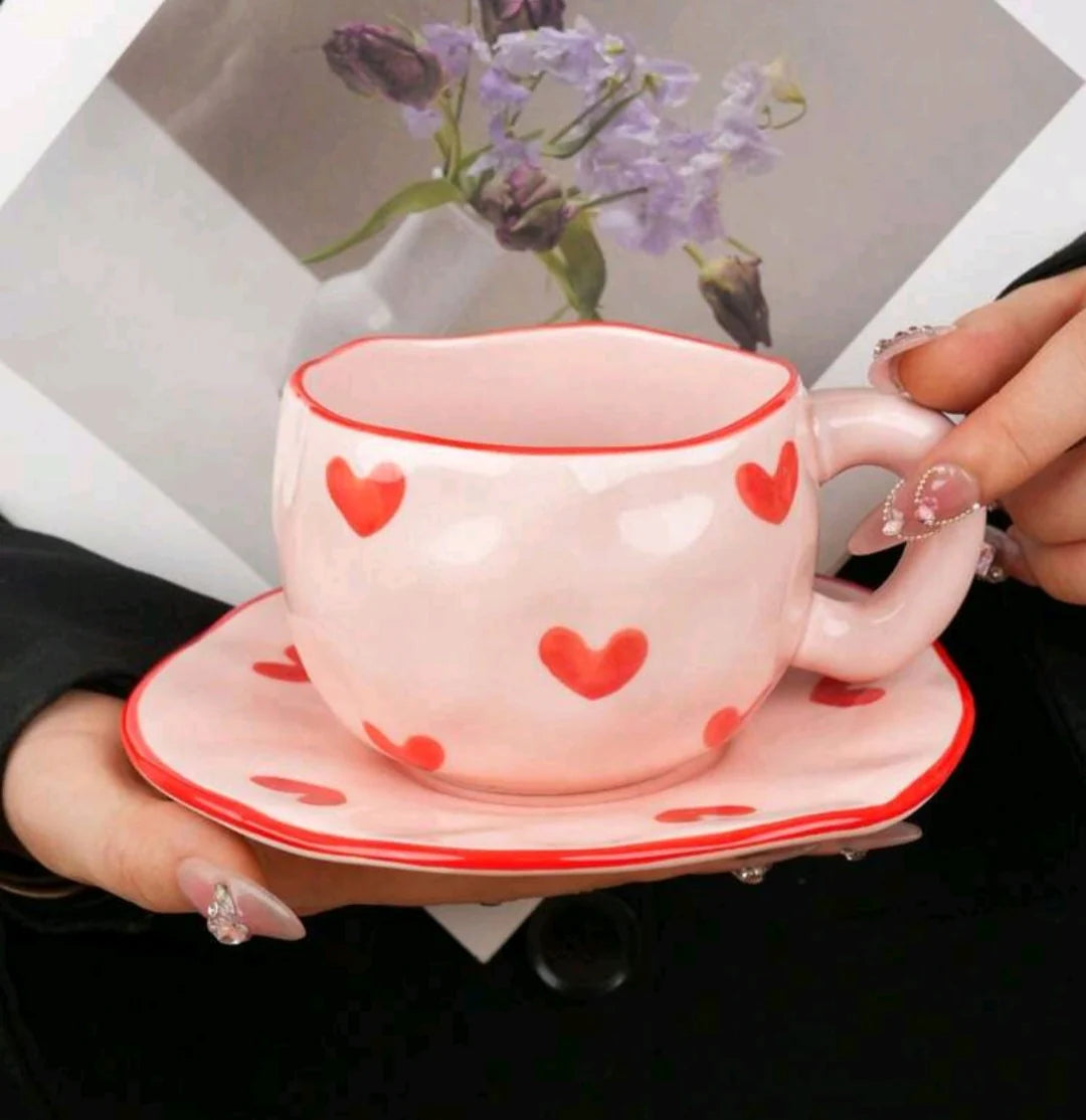 Pink Heart Cup and Set