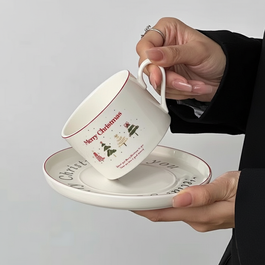 Merry Christmas Ceramic Cup & Saucer