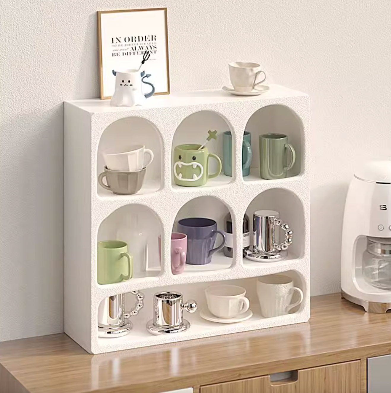Pinterest Geometric Arched Mug Shelf Wall Shelf with Varying Block Shapes