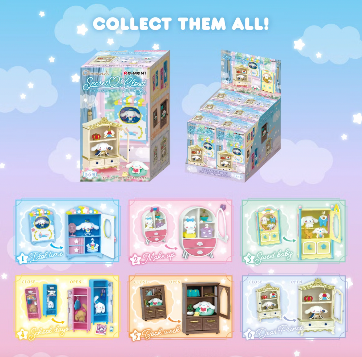 Hello Kitty And Friends Blind Box Mini Figures (Cinnamoroll Secret Closet)