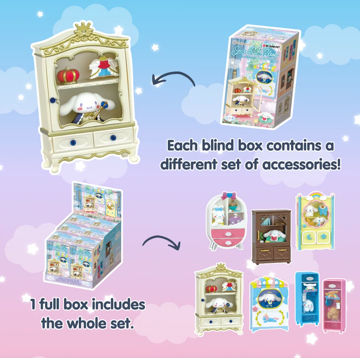 Hello Kitty And Friends Blind Box Mini Figures (Cinnamoroll Secret Closet)