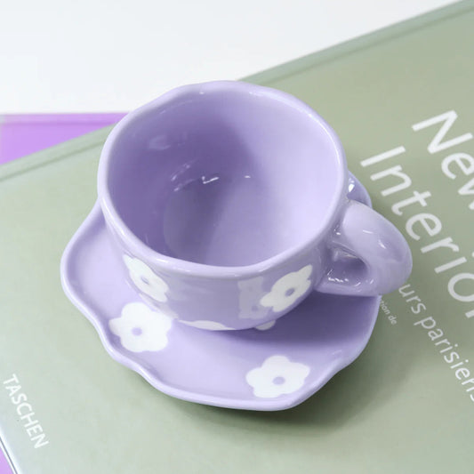 Pinterest Purple Ceramic Mug with Saucer