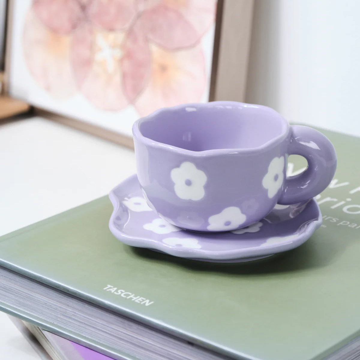 Pinterest Purple Ceramic Mug with Saucer
