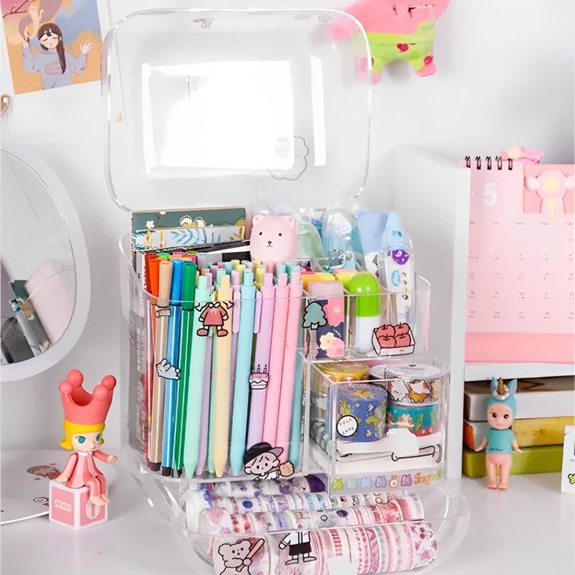 Transparent Desktop Stationery Storage Organiser - Clearance