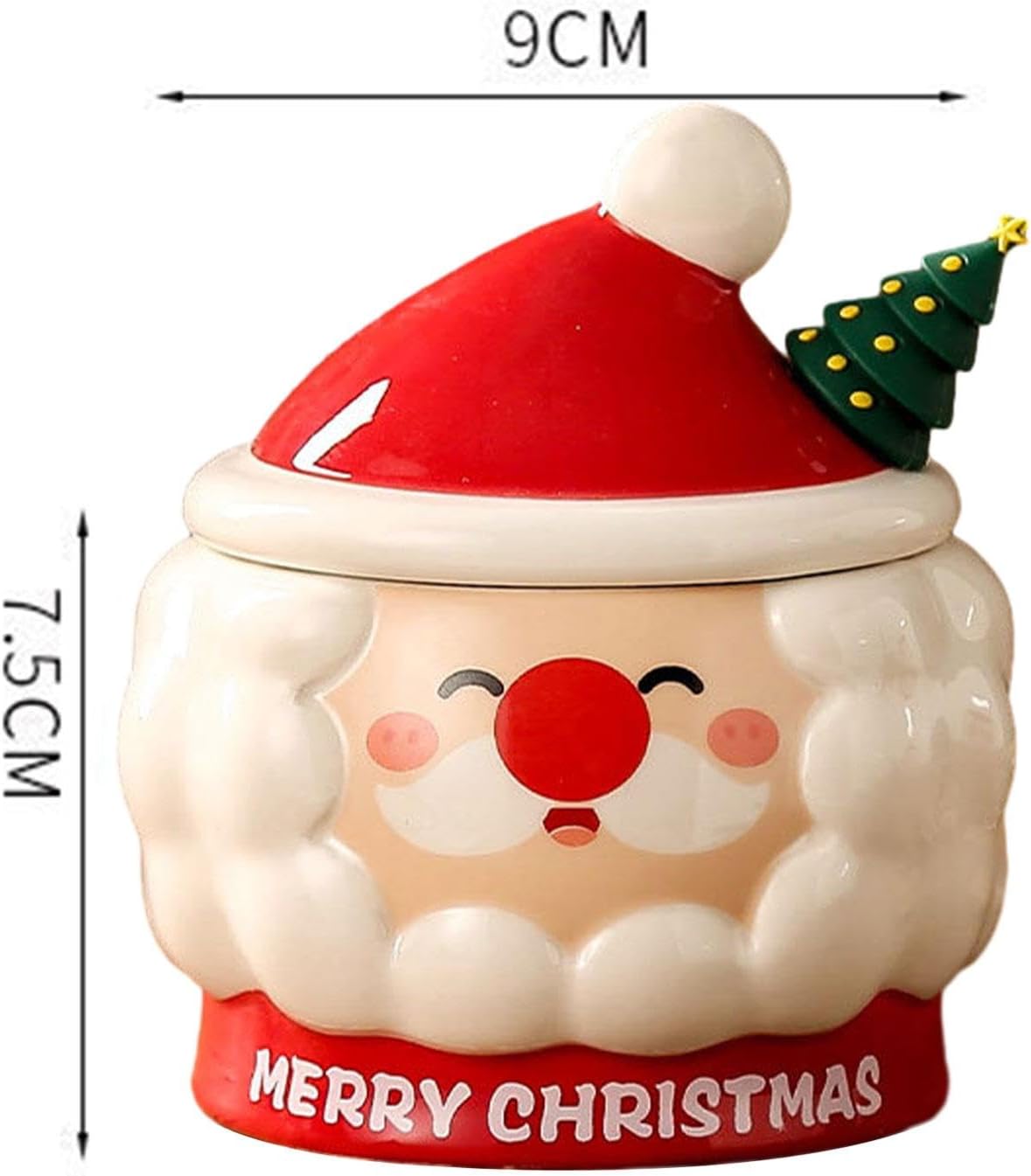 Santa Claus Embossed  Coffee Cup with Lid and Spoon