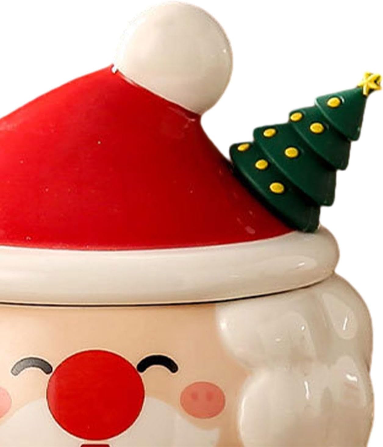 Santa Claus Embossed  Coffee Cup with Lid and Spoon