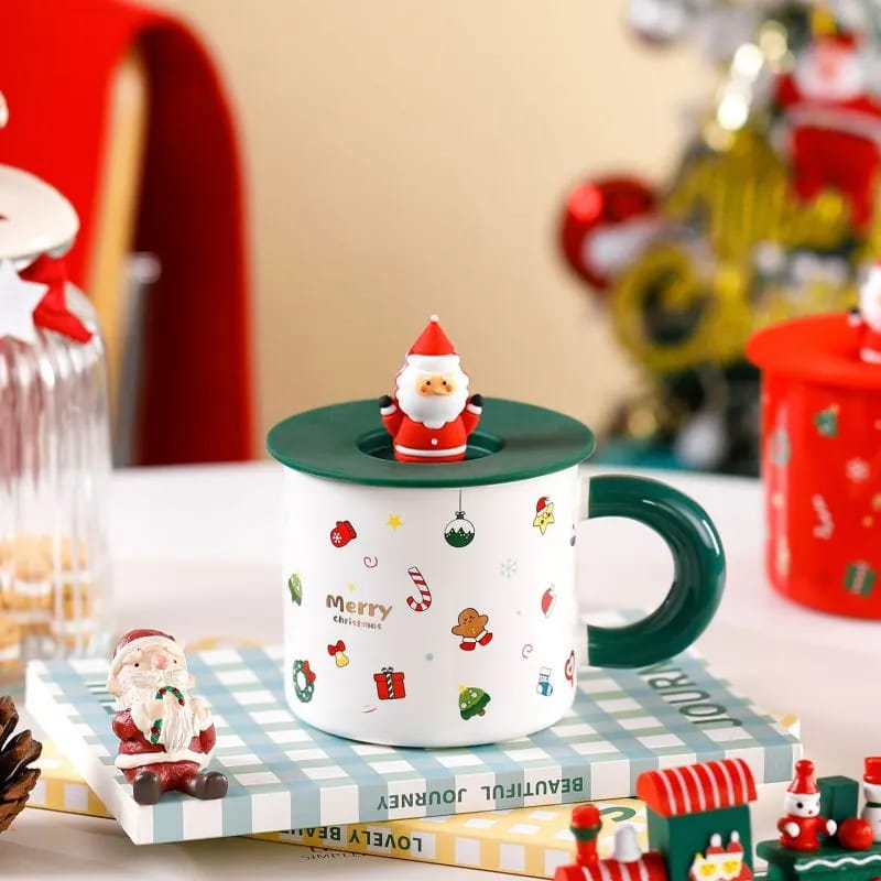 Cute Ceramic porcelain Christmas Mugs - Green