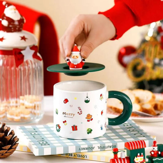 Cute Ceramic porcelain Christmas Mugs - Green