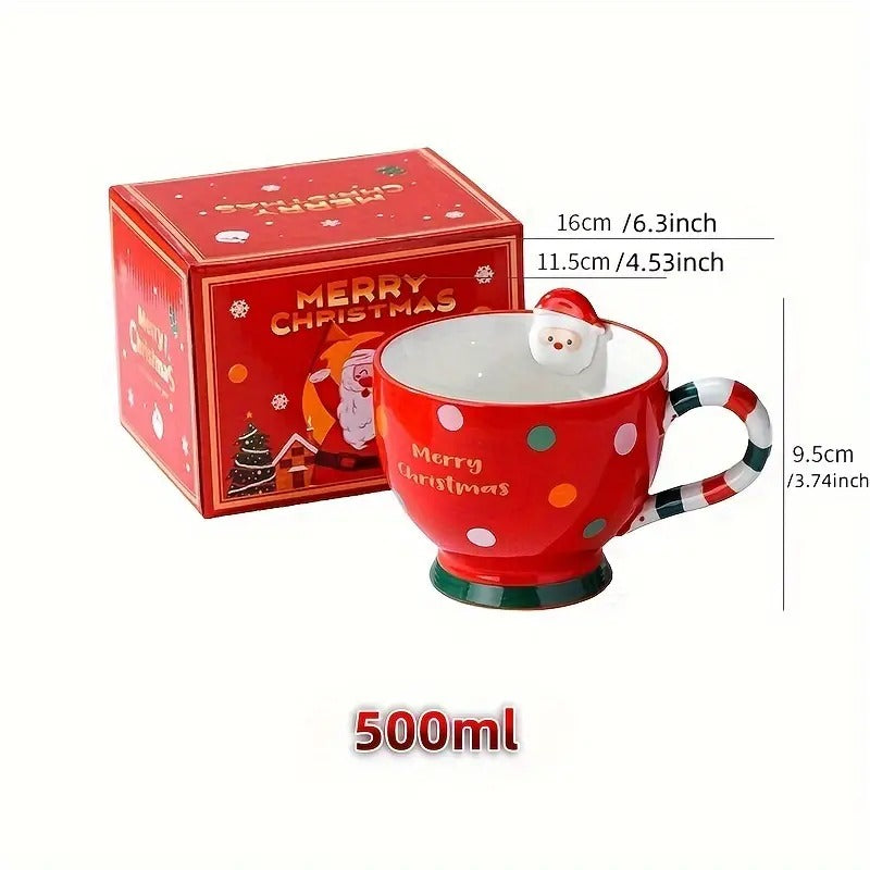 Merry Christmas Breakfast Oatmeal Mug - Red