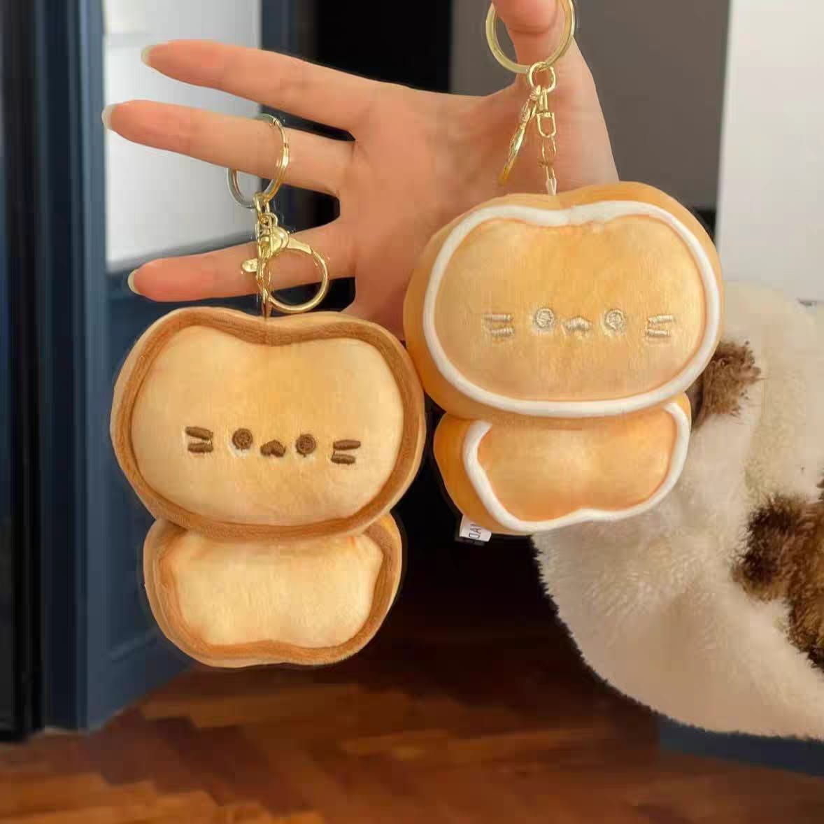 Meow Butter Biscuit Plush Keychain - Brown