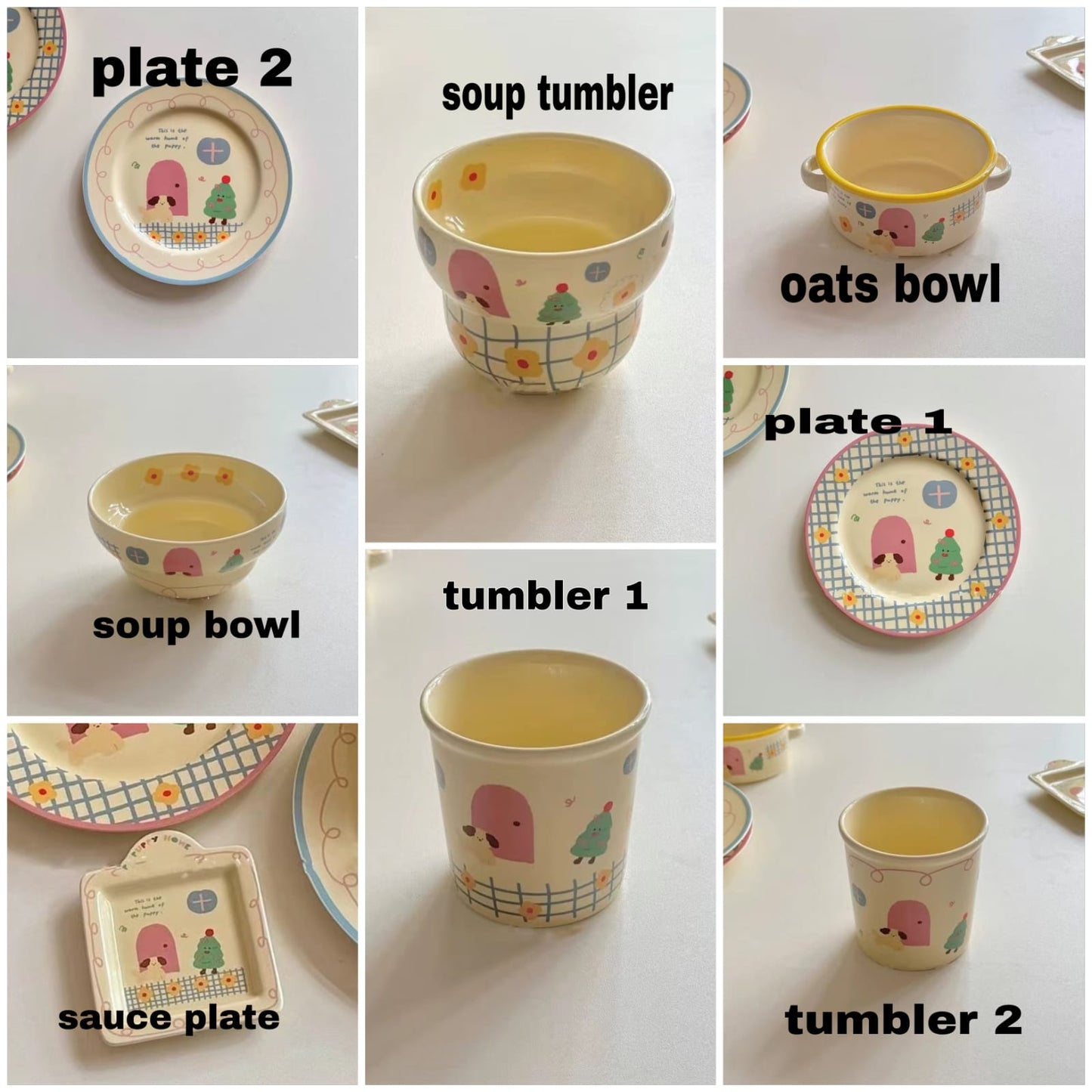 Kawaii Illustration Ceramic Tableware Set