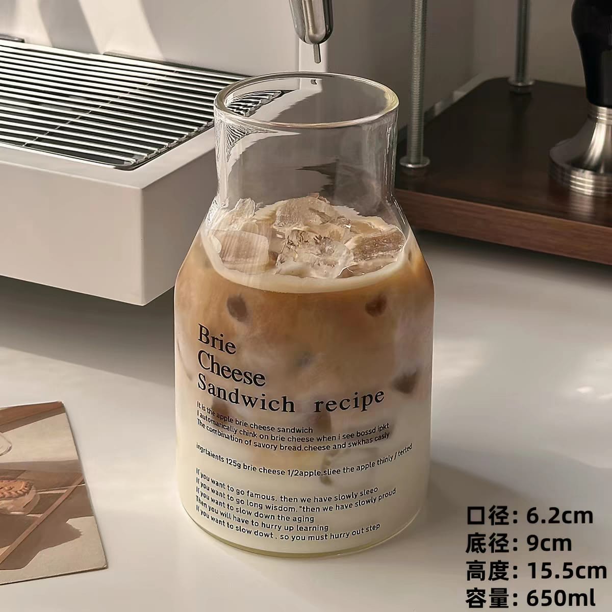 Brie Cheese Sandwich Recipe Bottle Neck Glass Tumbler With Straw - 650ml