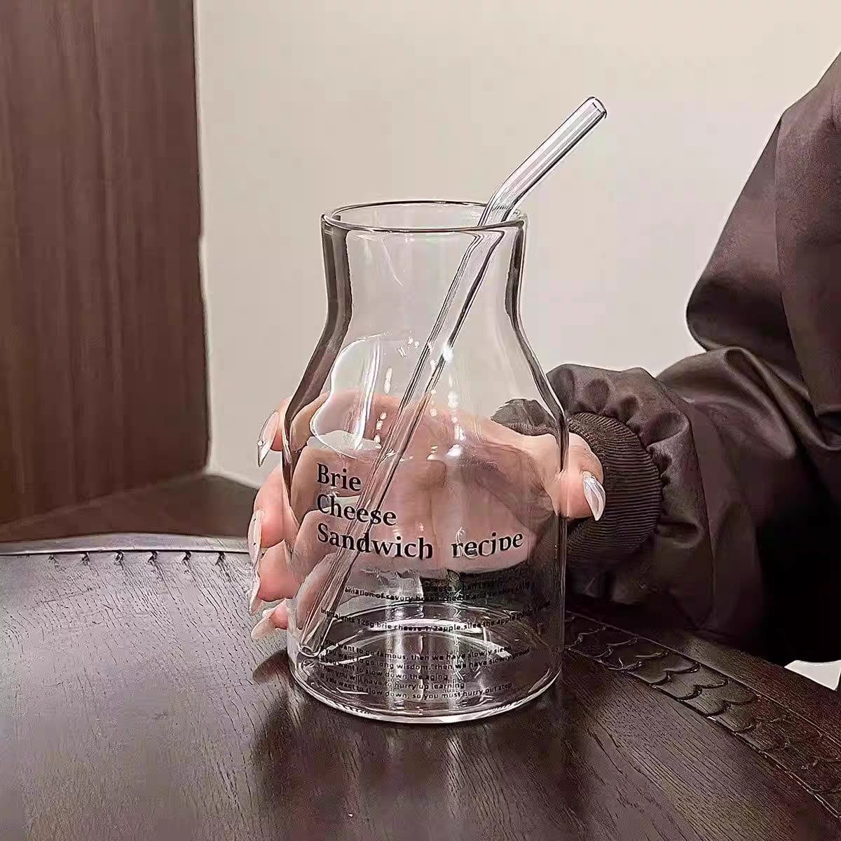 Brie Cheese Sandwich Recipe Bottle Neck Glass Tumbler With Straw - 650ml