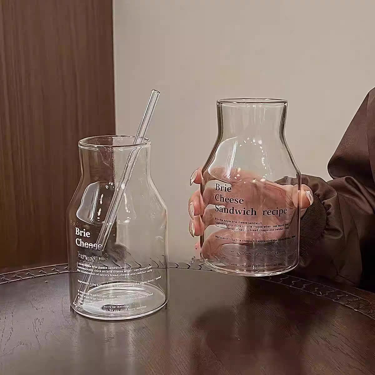 Brie Cheese Sandwich Recipe Bottle Neck Glass Tumbler With Straw - 650ml