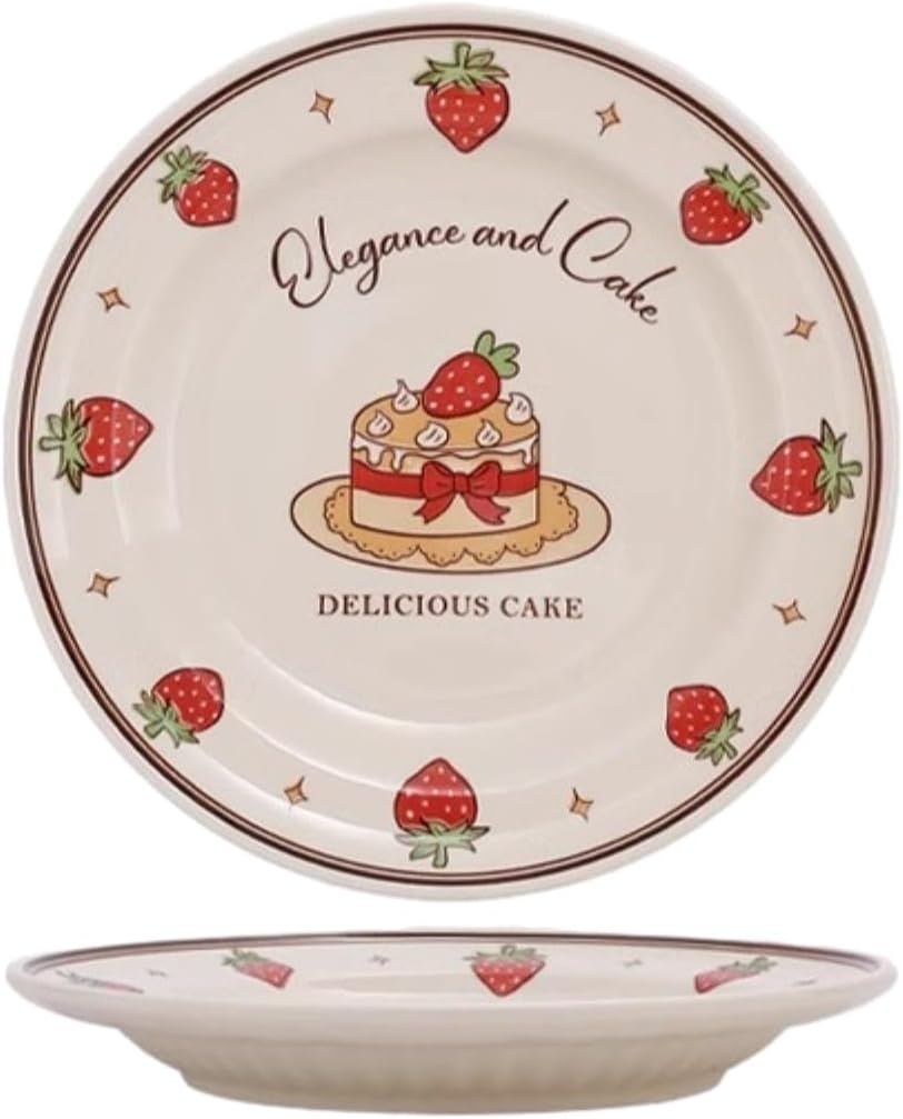 Strawberry Cream Cake Ceramic Plate