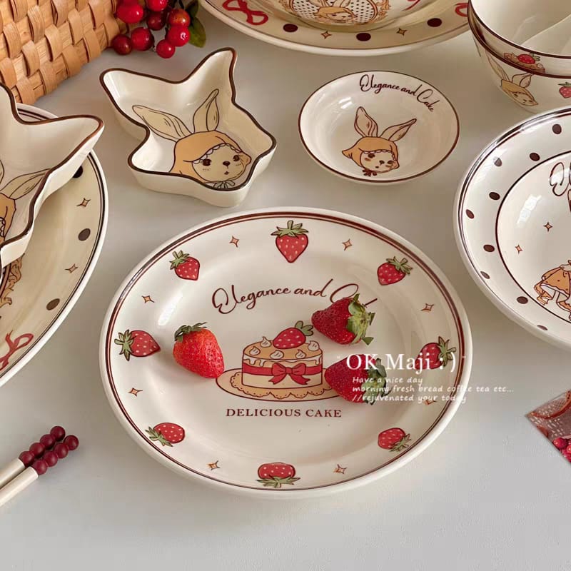 Strawberry Cream Cake Ceramic Plate