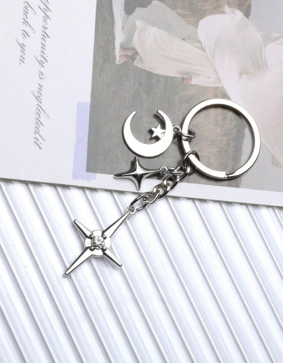 Kawaii Star Moon Metal Keychain