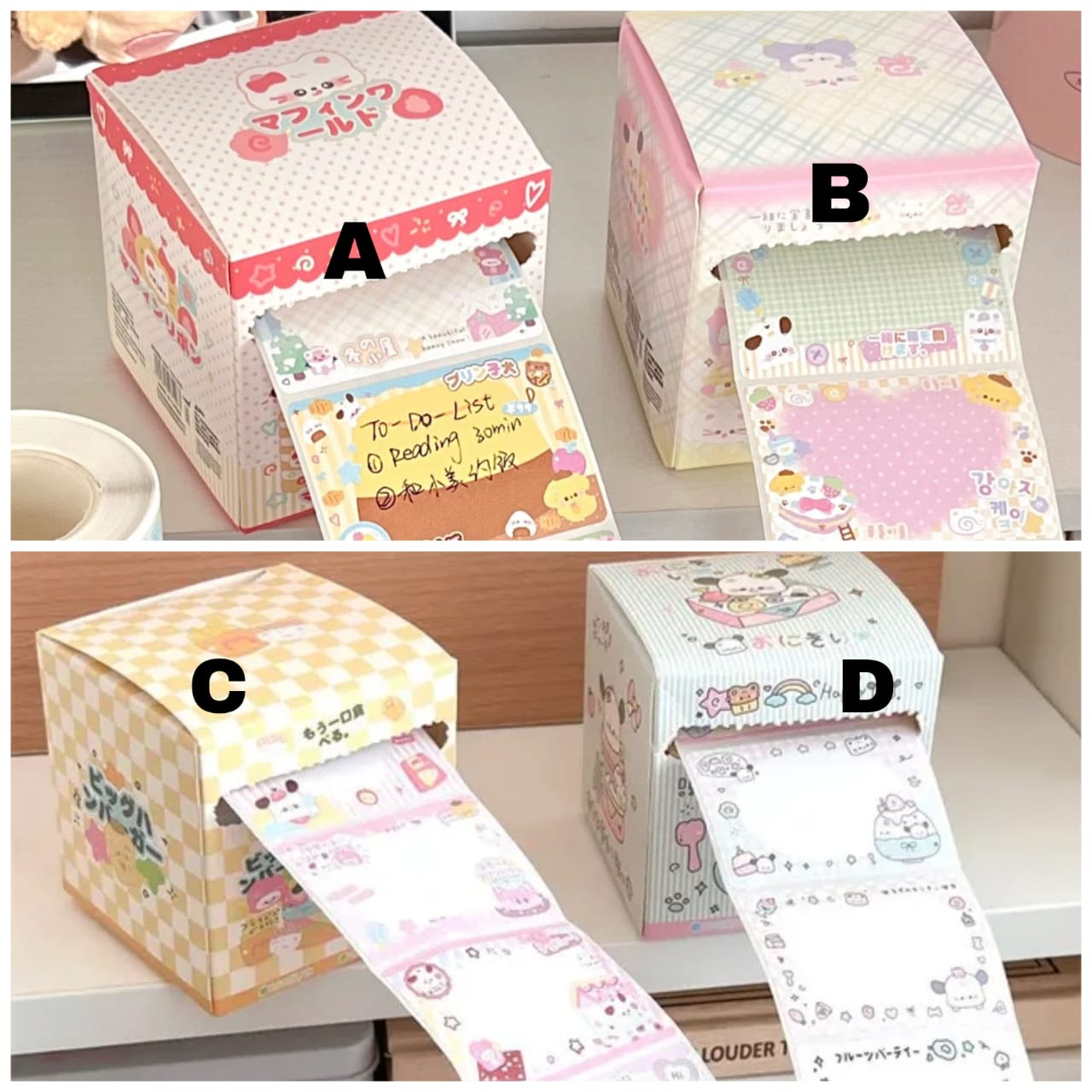 Pastel Memo/Sticky Note Paper Roll Box