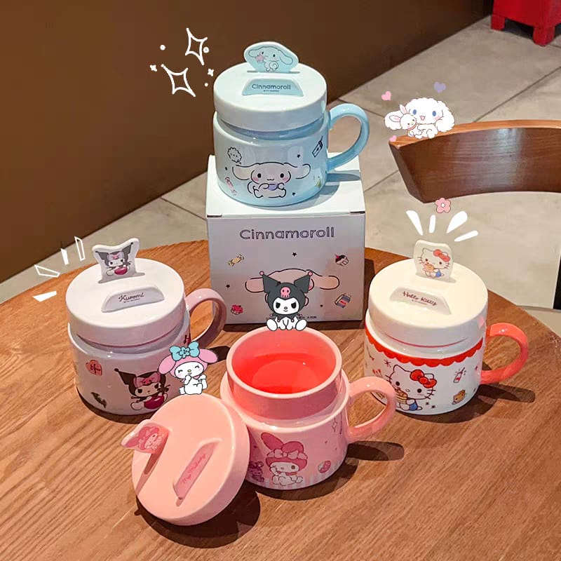 Sanrio Ceramic Mug Set with Lids