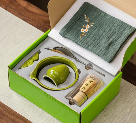 8Pcs Beautiful Green Matcha Set Traditional Making Tools