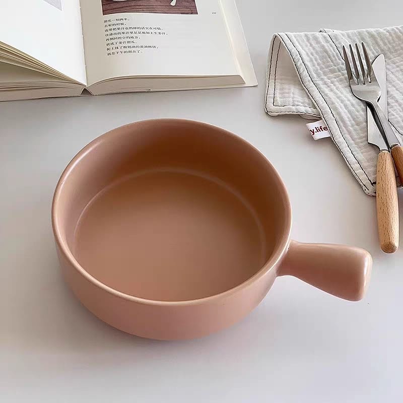 Morning Meadow Ceramic Bowl with Handle - Matte Finish