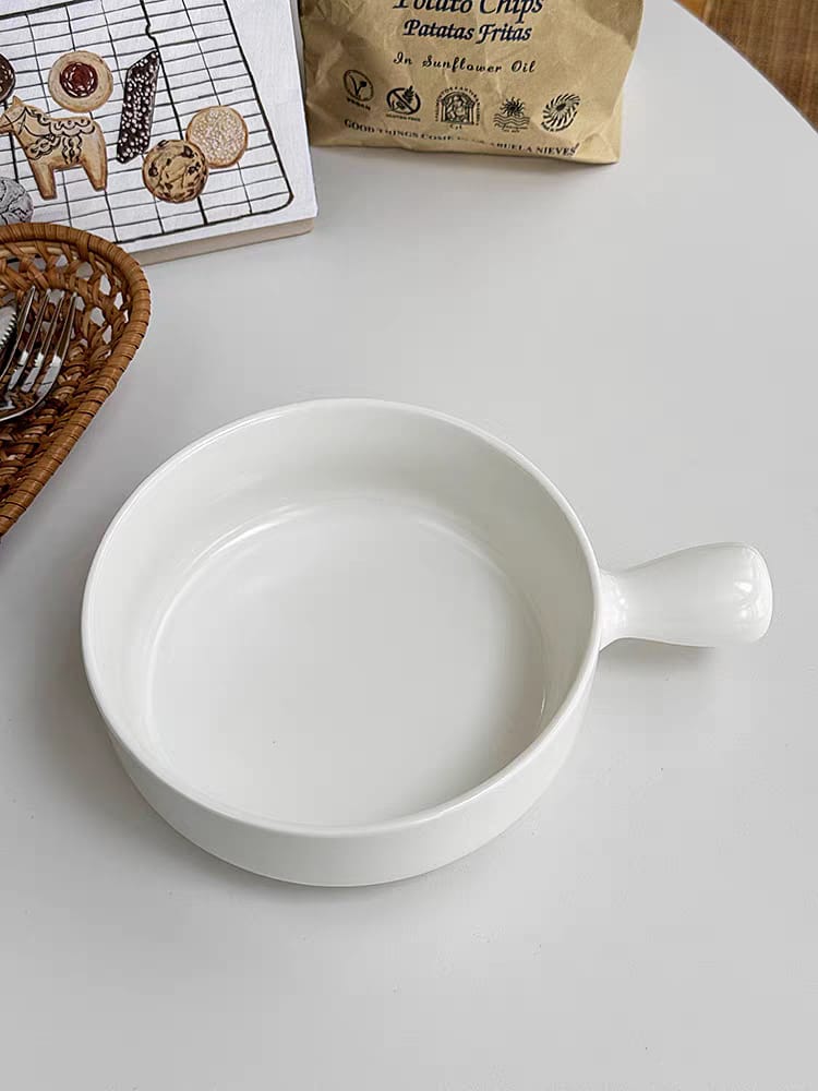 Morning Meadow Ceramic Bowl with Handle - Matte Finish