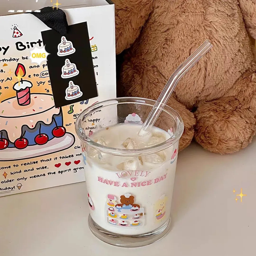 Kawaii Glass Latte Tumbler