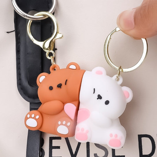 Cute Cartoon Bear Couple Keychain