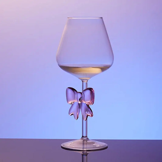 Pink Bow Handle Champagne Glasses