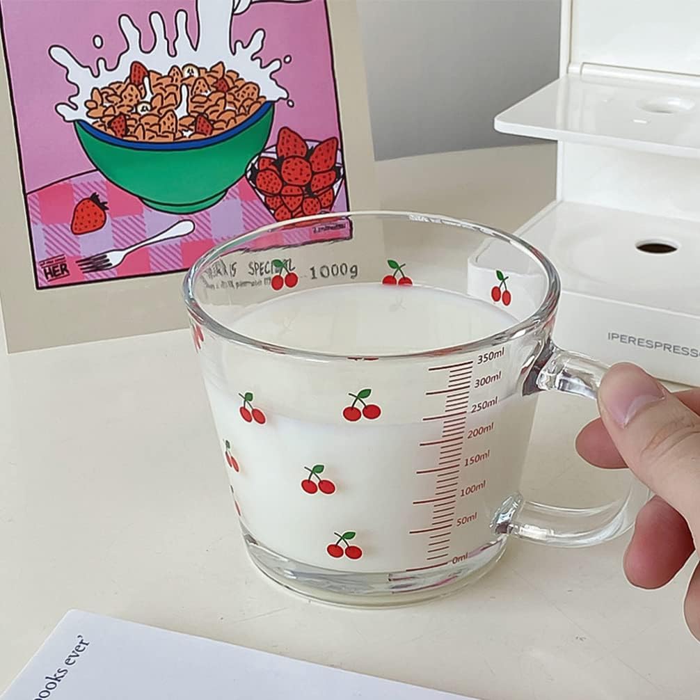 Cherry Glass Measuring Cup/Oatmeal Cup