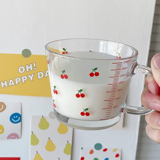 Cherry Glass Measuring Cup/Oatmeal Cup