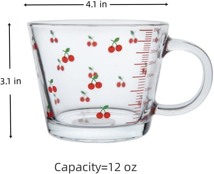 Cherry Glass Measuring Cup/Oatmeal Cup