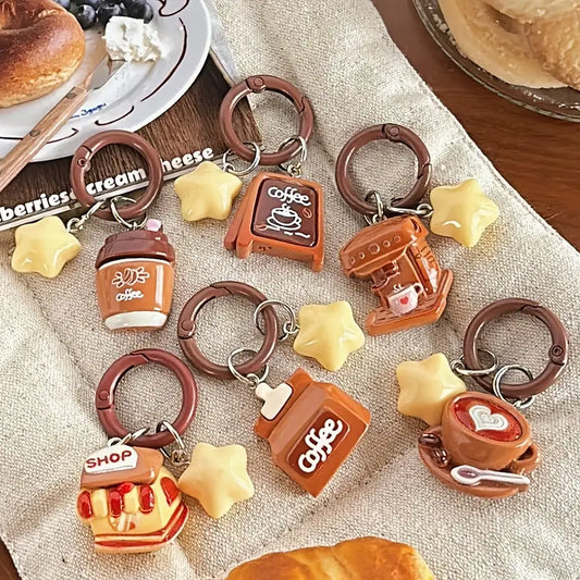 Kawaii Coffee Shop Star Keychain