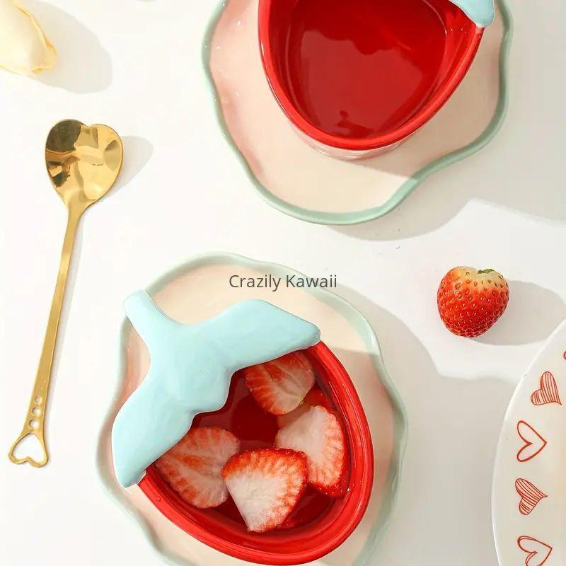 Strawberry Hand-painted Cup and Saucer