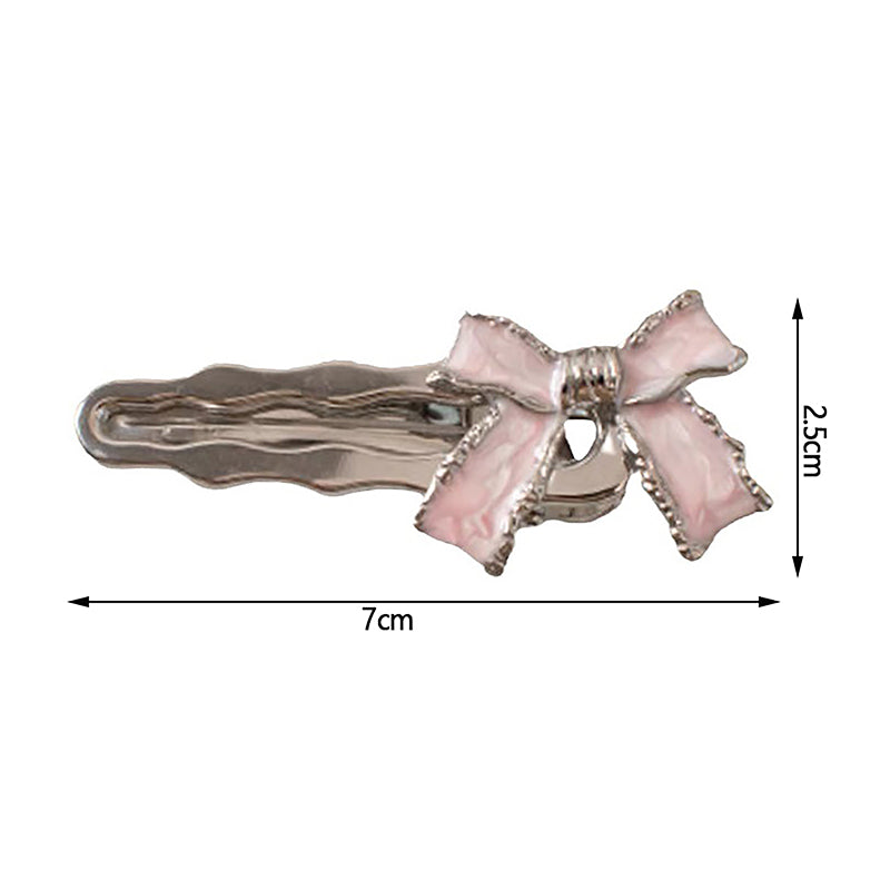 Elegant Pink Bow Hair Clip – Chic Metal Barrette (Single pc)