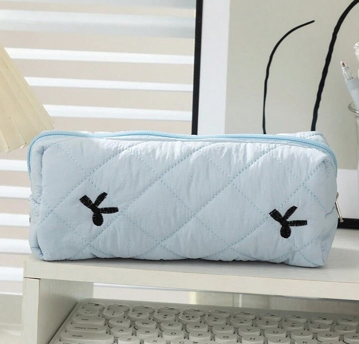 Minimalist Bow Soft Quilting Storage/Stationery Pouch