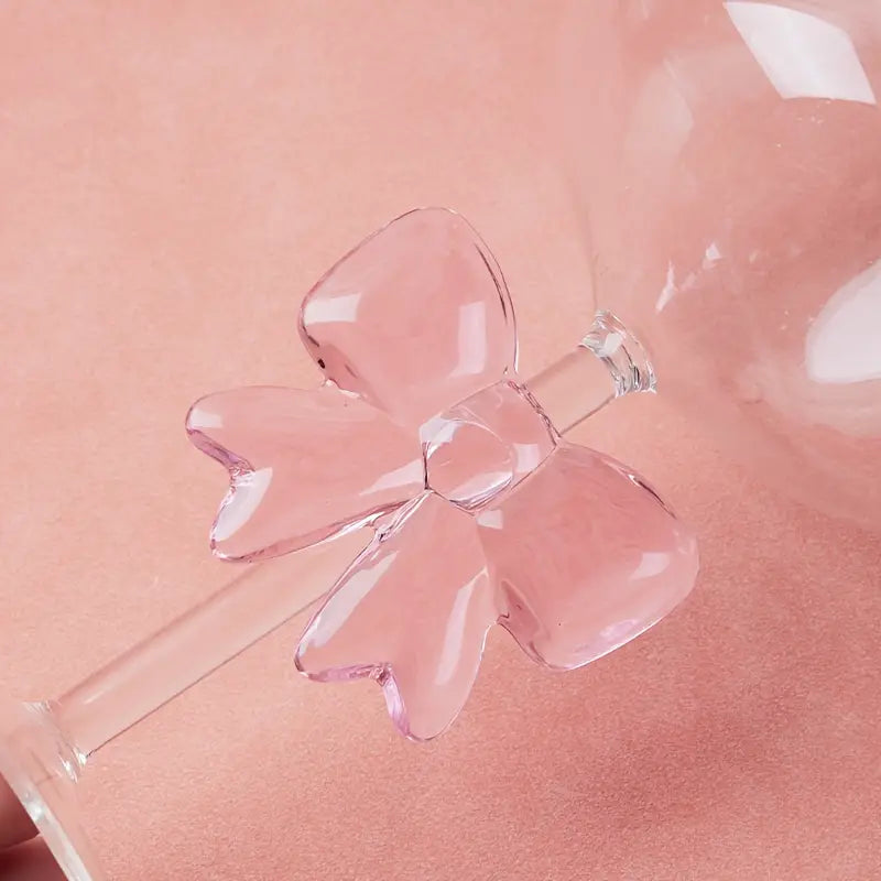 Pink Bow Handle Champagne Glasses