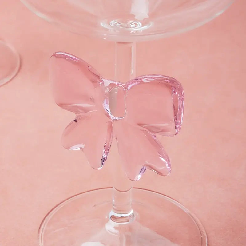 Pink Bow Handle Champagne Glasses