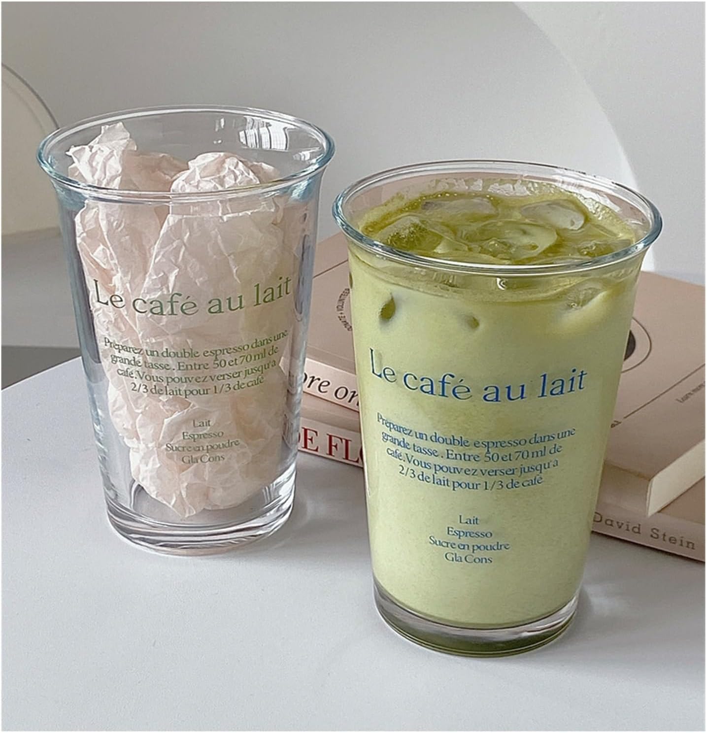 Japanese Latte Glass Tumbler - Blue