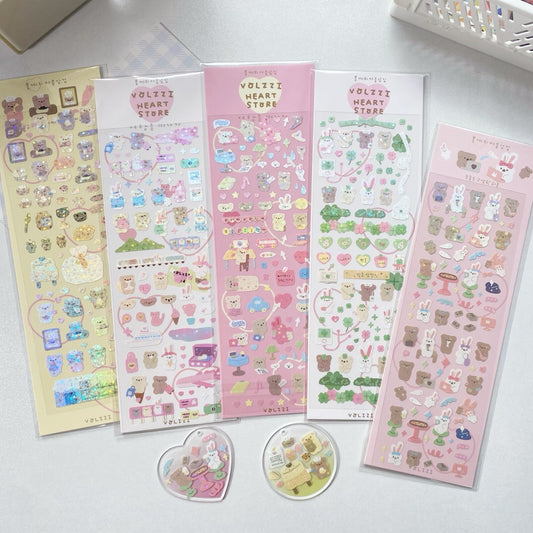 Korean Deco Shiny Bear Sticker Sheet