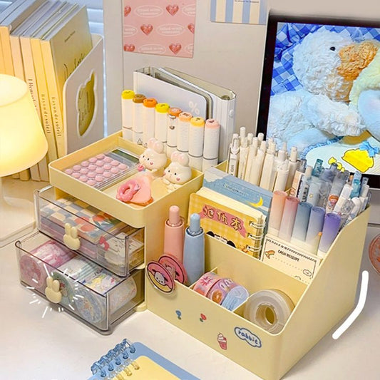 Kawaii Pastel Desk Organizer with Drawers