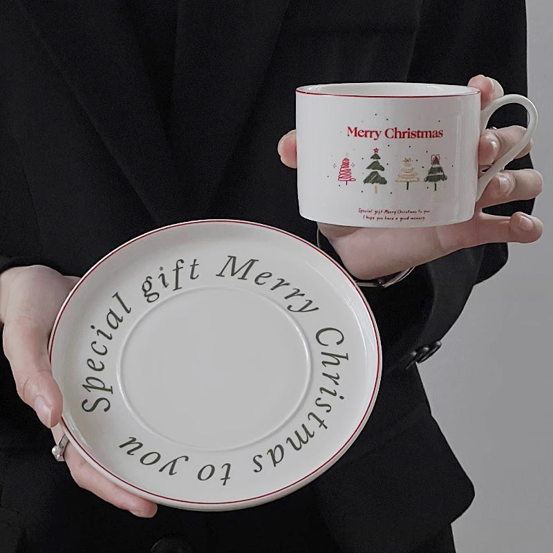 Merry Christmas Ceramic Cup & Saucer