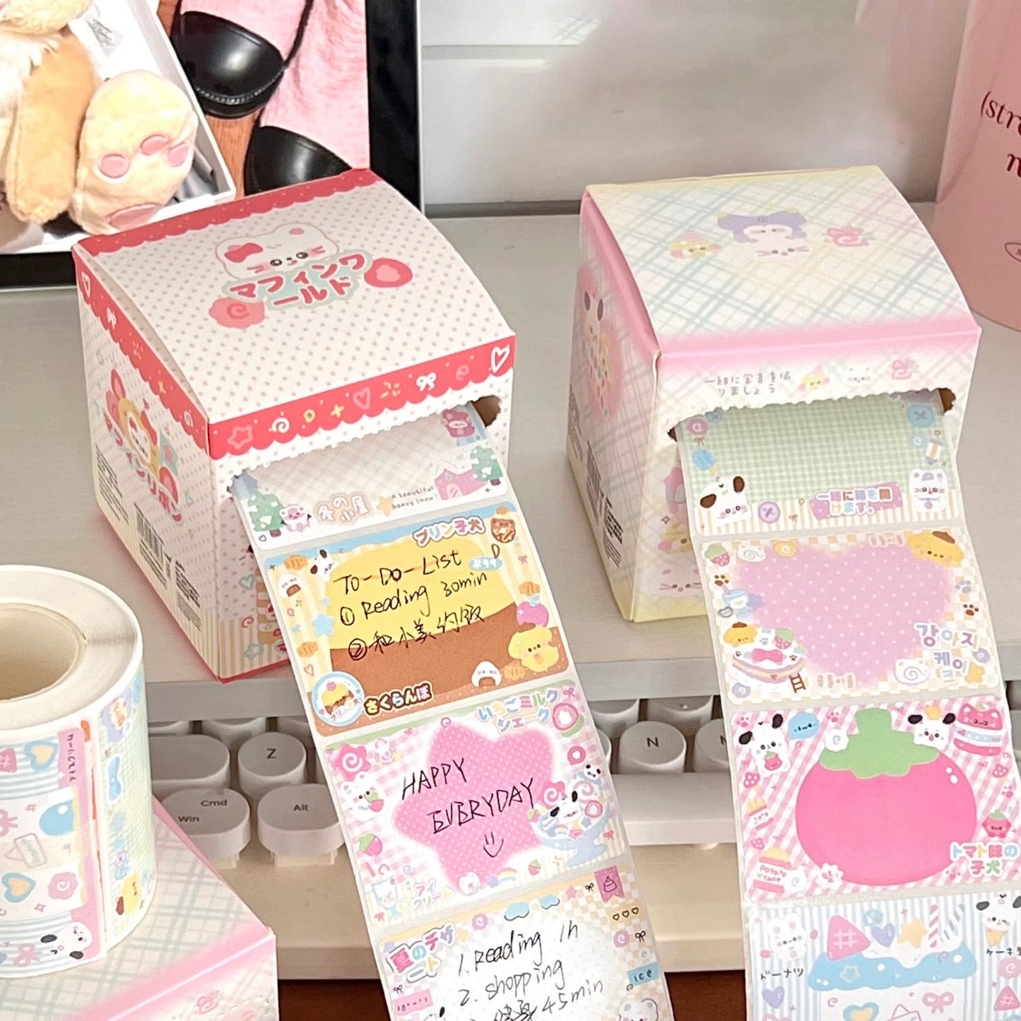 Pastel Memo/Sticky Note Paper Roll Box